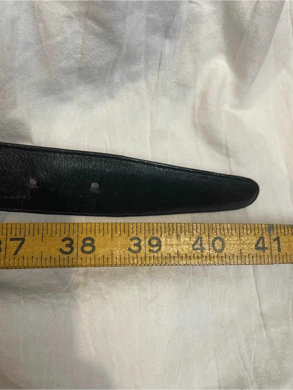 Vintage Lands’ End 506 Black Leather Belt Solid Brass Buckle Size 36